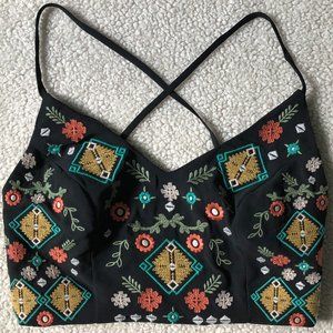 NEARLY NEW XHILARATION CROPPED CAMI TOP; SIZE XS